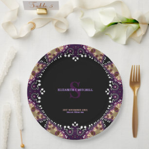 Gothica Dark Magic Monogram Special Event Wedding Paper Plate