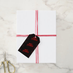 Gothmas Bold Red Script on Black Goth Christmas Gift Tags