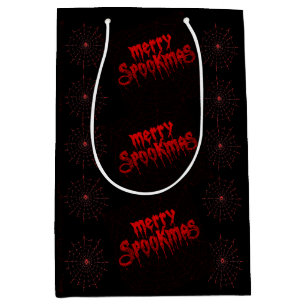 Gothmas Bold Red Script on Black Goth Christmas Medium Gift Bag