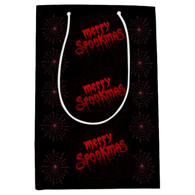 Gothmas Bold Red Script on Black Goth Christmas Medium Gift Bag (Front)