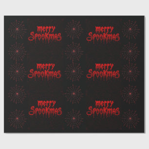 Gothmas Bold Red Script on Black Goth Christmas Wrapping Paper