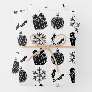 Gothmas Things - Snowflake, Holly, Present, and Ba Wrapping Paper Sheet
