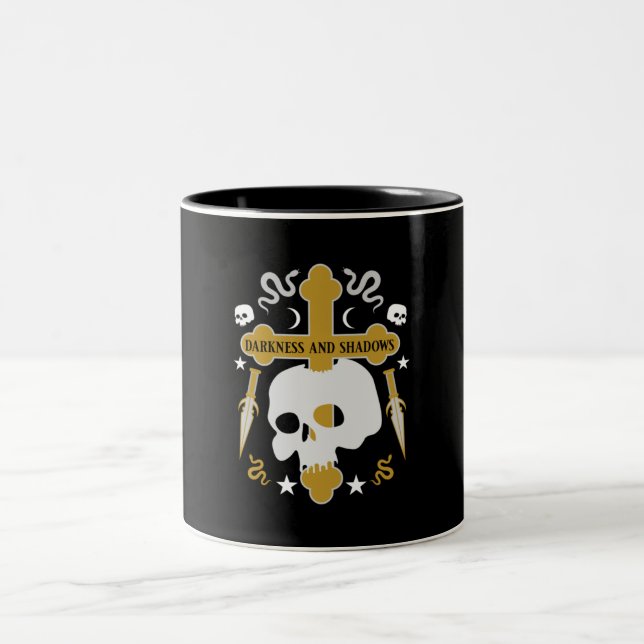Goths Skull And Cross  Two-Tone Coffee Mug (Center)