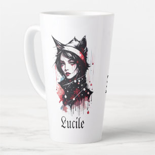 Gótica peluca para el gato por ella: Gato de amor Latte Mug