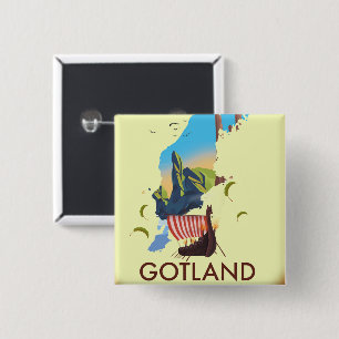 Gotland Baltic Sea Viking Travel map 15 Cm Square Badge