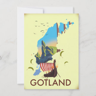 Gotland Baltic Sea Viking Travel map Invitation