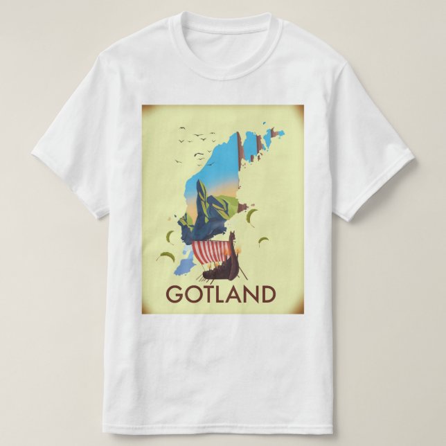 Gotland Baltic Sea Viking Travel map T-Shirt (Design Front)