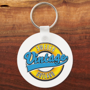 Gotland Sweden vintage style logo Key Ring