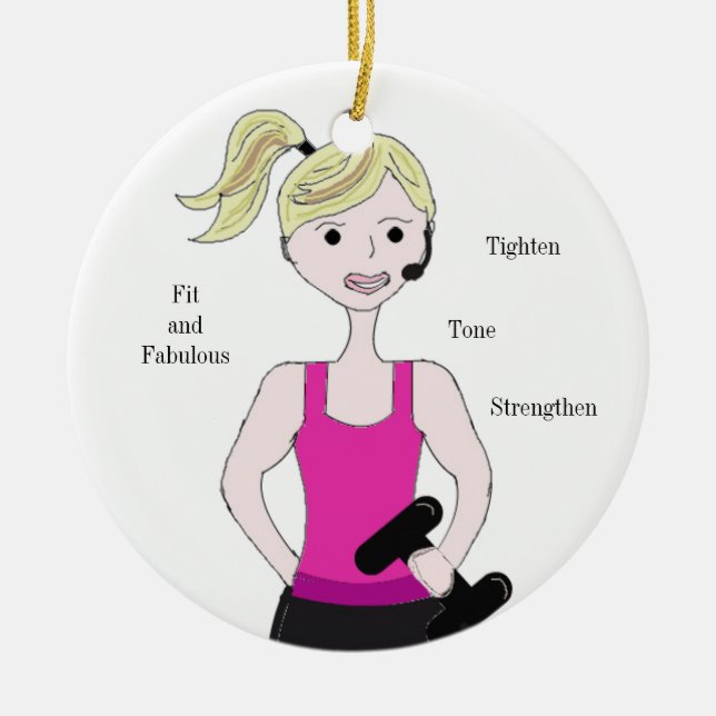 Gotta Work Out Female Weight Lifting Ceramic Tree Decoration (Front)