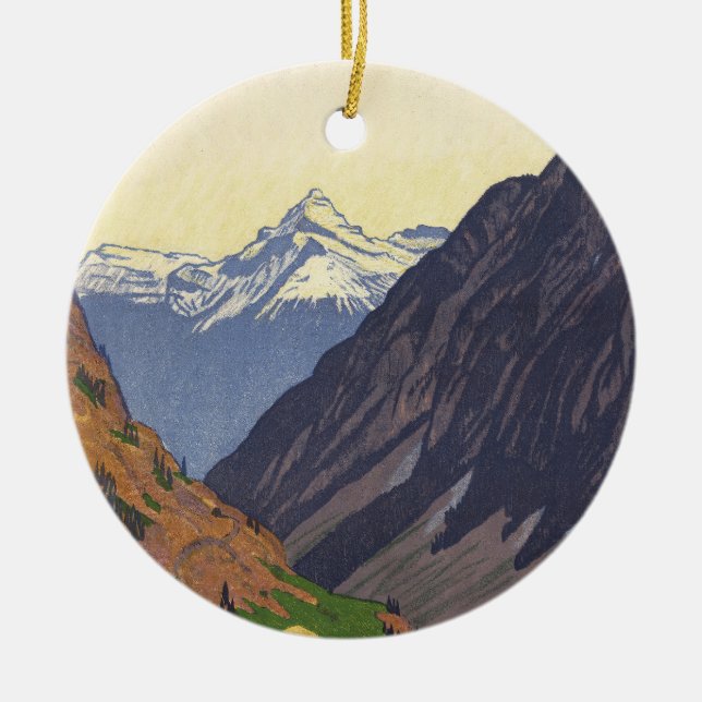 Gotthard Pass mountain pass in the Alps Ceramic Tree Decoration (Front)