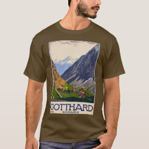 Gotthard Schweiz 1914 vintage travel poster T-Shirt