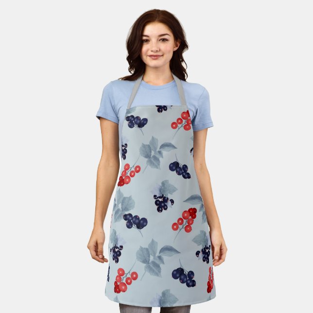 Gouache Berries Pattern Apron (Worn)