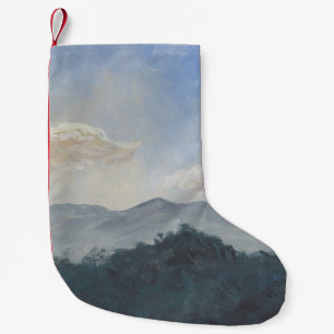 Gouache Blue Mountains: Vibrant Nature Scene Small Christmas Stocking