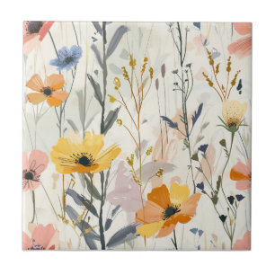 Gouache Meadow Flowers Pattern Tile
