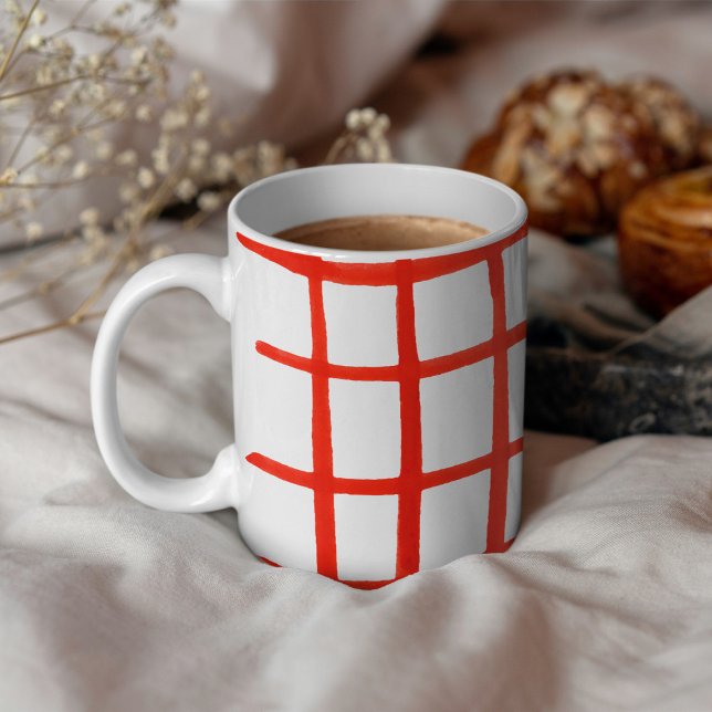Gouache red grid coffee mug (Creator Uploaded)