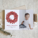 Gouache Red Winterberry Wreath Photo Christmas Holiday Card<br><div class="desc">Merry Christmas | Send your holiday wishes to friends and family with this customisable Christmas card. This photo Christmas card features a hand-painted gouache red winterberry wreath. Personalise this classic Christmas card by adding your details. This wreath Christmas card is available on other cardstock. Matching items are available.</div>