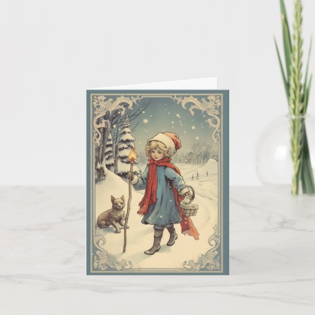 Gouache Vintage Retro Christmas  Card (Front)