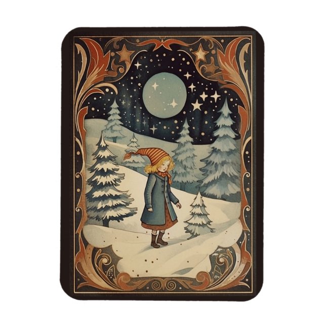 Gouache Vintage Retro Christmas  Magnet (Vertical)