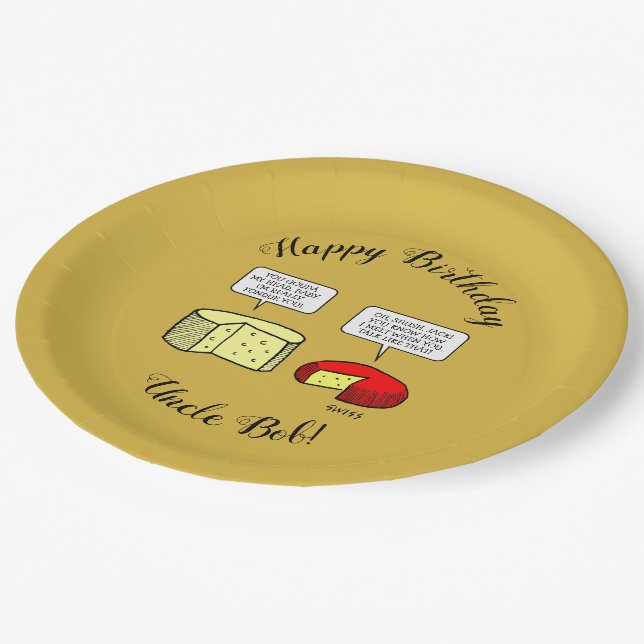 Gouda and Jack Cheese Tasting Birthday Party Paper Plate (Angled)