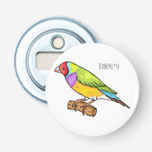 Gouldian finch bird cartoon illustration bottle opener