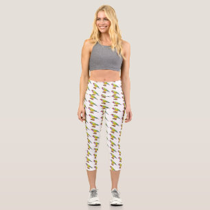 Gouldian finch bird cartoon illustration capri leggings