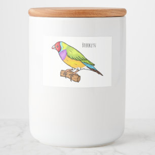 Gouldian finch bird cartoon illustration food label
