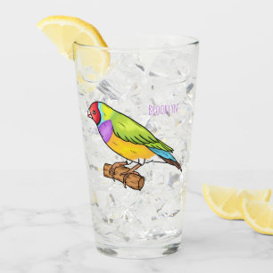 Gouldian finch bird cartoon illustration glass