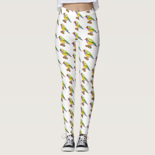Gouldian finch bird cartoon illustration leggings