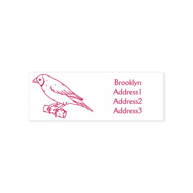 Gouldian finch bird cartoon illustration self-inking stamp (Design)