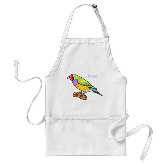 Gouldian finch bird cartoon illustration  standard apron (Front)
