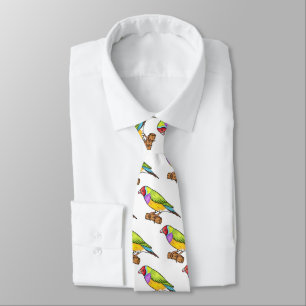 Gouldian finch bird cartoon illustration tie