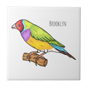 Gouldian finch bird cartoon illustration  tile