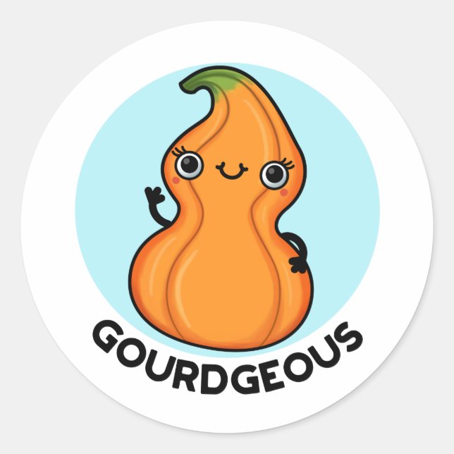 Gourd-geous Funny Gourd Veggie Pun  Classic Round Sticker (Front)