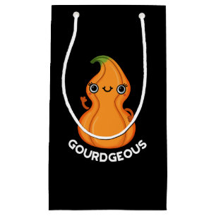 Gourd-geous Funny Gourd Veggie Pun Dark BG Small Gift Bag