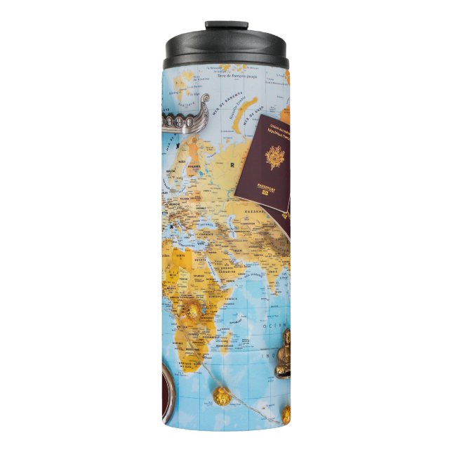 gourd travels map world earth thermal tumbler (Front)