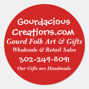 Gourdacious, Creations.com, Gourd Folk Art & Gi... Classic Round Sticker