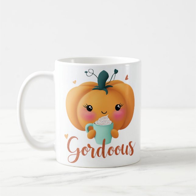“Gourdgeous Pumpkin Coffee Mug – Cute Fall Autumn  (Left)