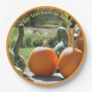 Gourds And Pumpkins Fall Art Personalised Party Paper Plate