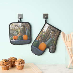 Gourds And Pumpkins Farm Stand Personalised Oven Mitt & Pot Holder Set