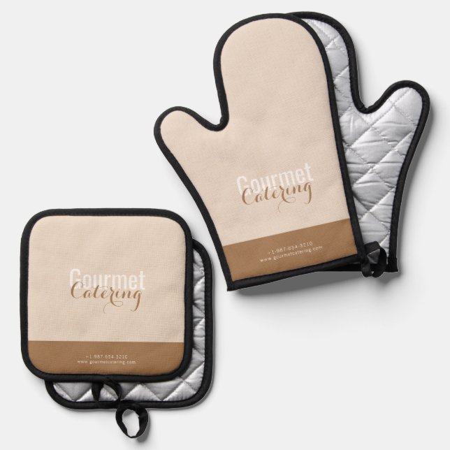Gourmet Catering  Oven Mitt & Pot Holder Set (Front/Back)