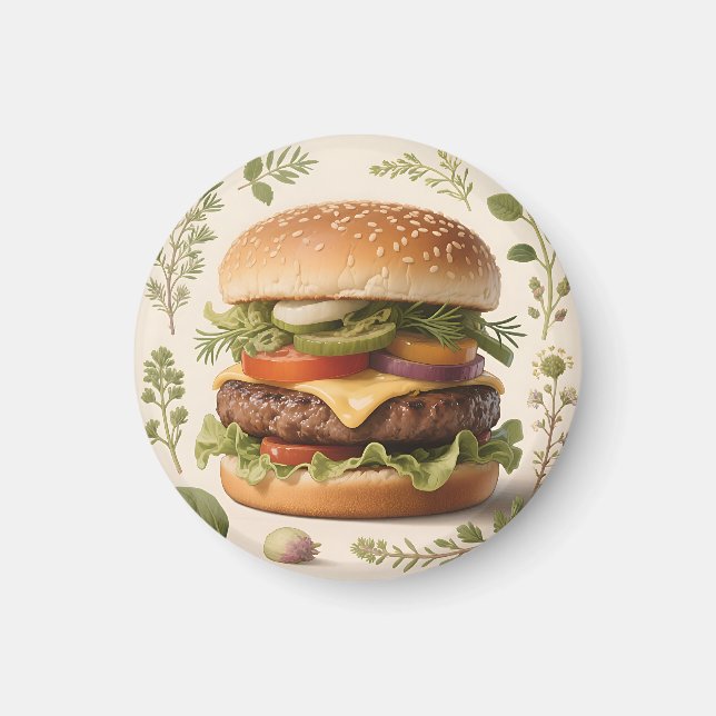 Gourmet Cheeseburger Illustration Magnet (Front)