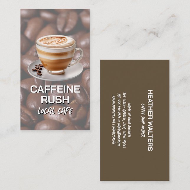 Gourmet Coffee Cup | Coffee Beans Business Card (Front/Back)