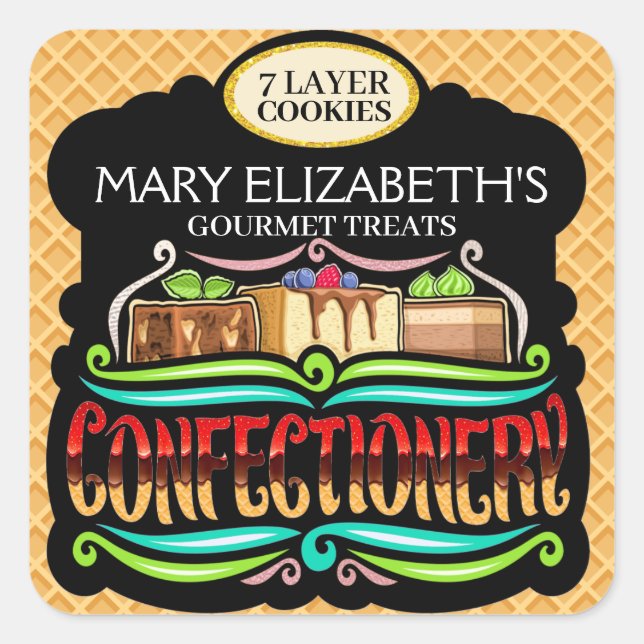 Gourmet Confectionery Kitchen Sticker (Front)