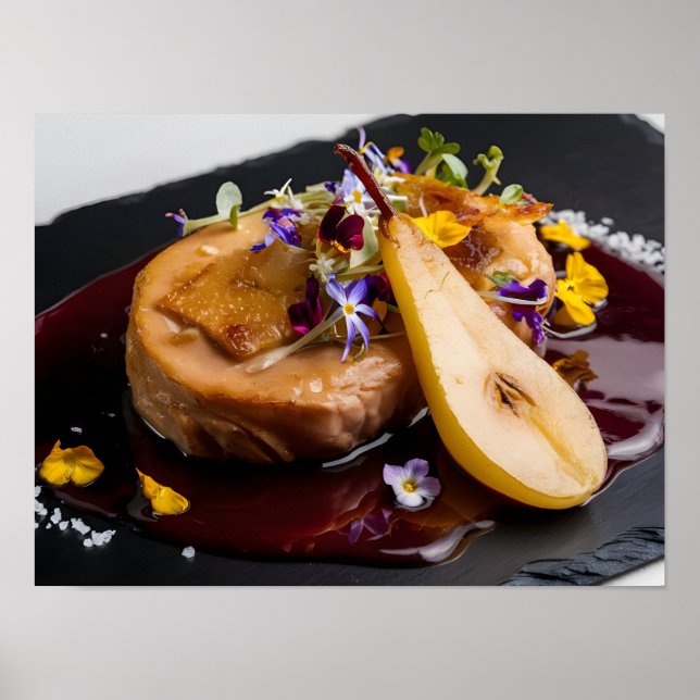 Gourmet Foie Gras with Red Wine Reduction Poster (Front)