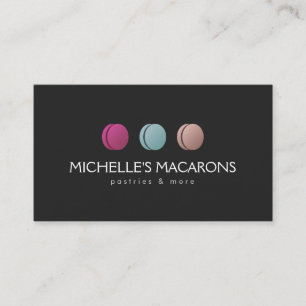 Gourmet French Macaron Trio Logo Bakery, Cafe Business Card