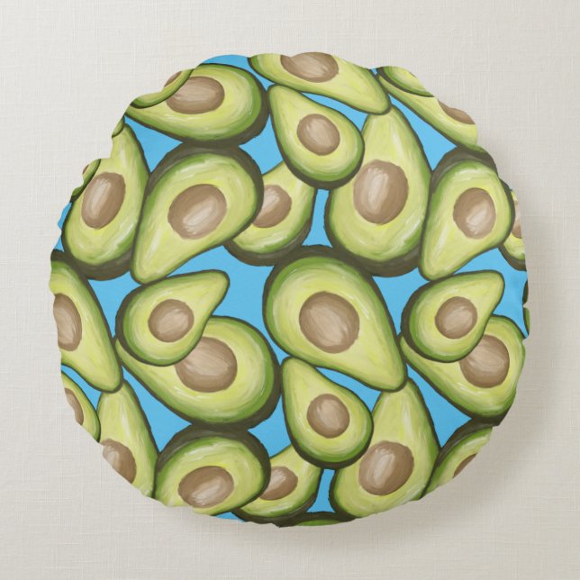 Gourmet Fresh Cut Vegan Avacados Round Cushion (Front)