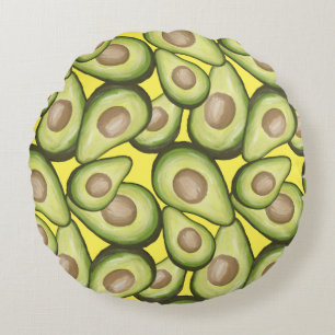 Gourmet Fresh Cut Vegan Avacados Round Cushion