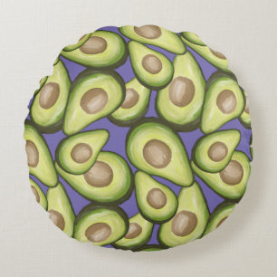 Gourmet Fresh Cut Vegan Avacados Round Cushion
