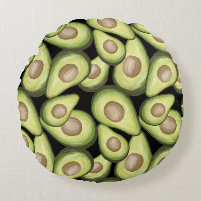 Gourmet Fresh Cut Vegan Avacados Round Cushion (Front)