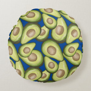 Gourmet Fresh Cut Vegan Avacados Round Cushion